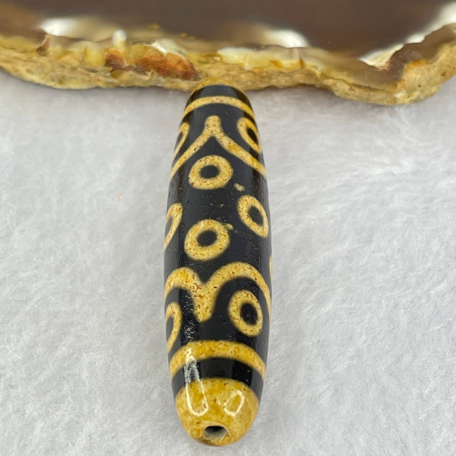 Natural Powerful Tibetan Old Oily Dark and Light Brown Agate 15 Eyes Dzi Bead Heavenly Master (Tian Zhu) 十五眼天诛 14.93g 58.5 by 13.0mm - Huangs Jadeite and Jewelry Pte Ltd