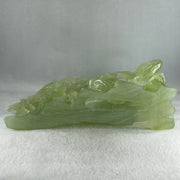 Natural Icy Green Serpentine 6 Cranes with Bamboo Shoots on Shan Shui with White Stone Stand Display 3,171.9g 270.0 by 102.0 by 236.0mm - Huangs Jadeite and Jewelry Pte Ltd