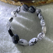 Natural Black Tourmaline Round Beads Bracelet 19.96g 14.5cm 12.0mm 15Beads - Huangs Jadeite and Jewelry Pte Ltd