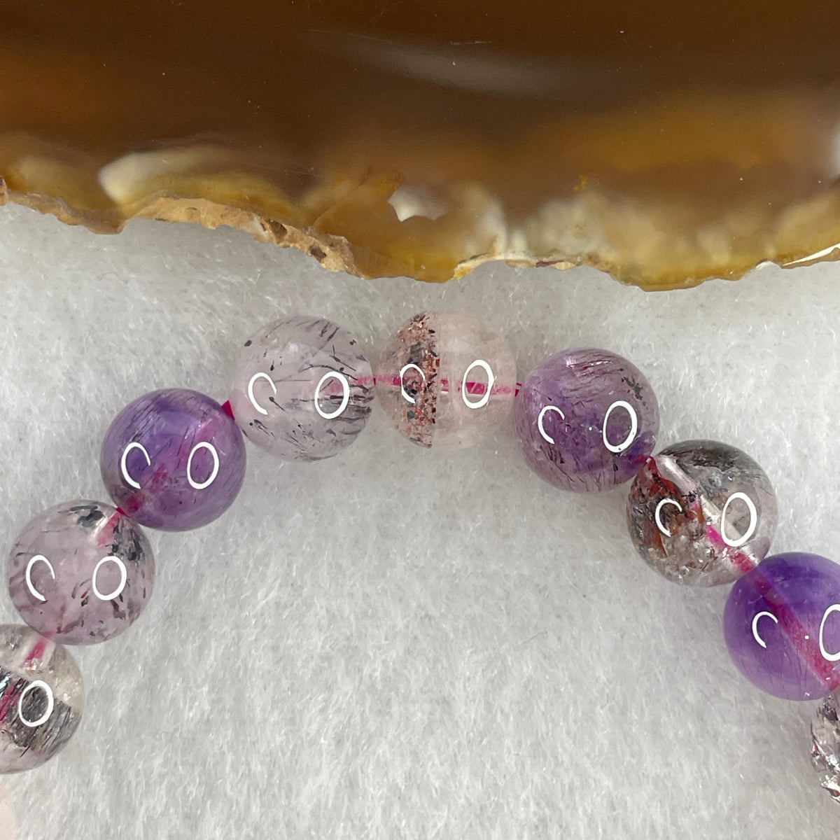 Certified Above Average Grade Natural Super 7 Crystal Beads Bracelet | 8.8mm Sacred 7-Mineral Synergy Power (20.24g | 16.5cm Wrist Sizing | 23 Beads)