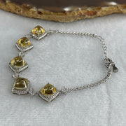 Natural Citrine Bead with Cubic Zirconia Bracelet in S925 Sliver 7.52g 13-16cm 6.8 by 6.0mm 5 Pcs - Huangs Jadeite and Jewelry Pte Ltd