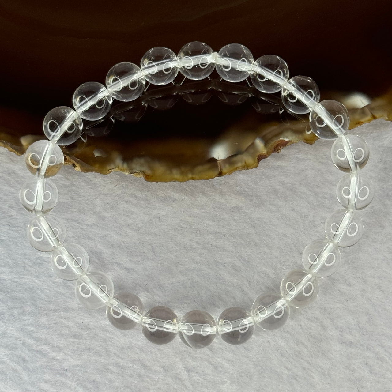 Natural Clear Quartz Bracelet 天然白水晶手链 18.71g 16.5cm 8.4mm 24 Beads - Huangs Jadeite and Jewelry Pte Ltd