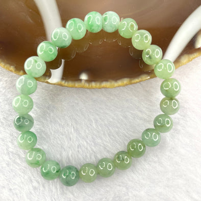 Type A Semi Icy Green Jadeite 25 beads bracelet 7.5mm 18.06g - Huangs Jadeite and Jewelry Pte Ltd