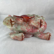 Antique Natural Red Green Marble Long Gui Dragon Turtle Pair Total Weight 2,753.5g each about 155.0 by 70.0 by 11.0mm (Slight Chips) - Huangs Jadeite and Jewelry Pte Ltd