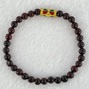 Natural Dark Blood Red Amber Beads Bracelet 天然血珀手链 3.89g 14.5cm 5.3mm 30 Beads - Huangs Jadeite and Jewelry Pte Ltd
