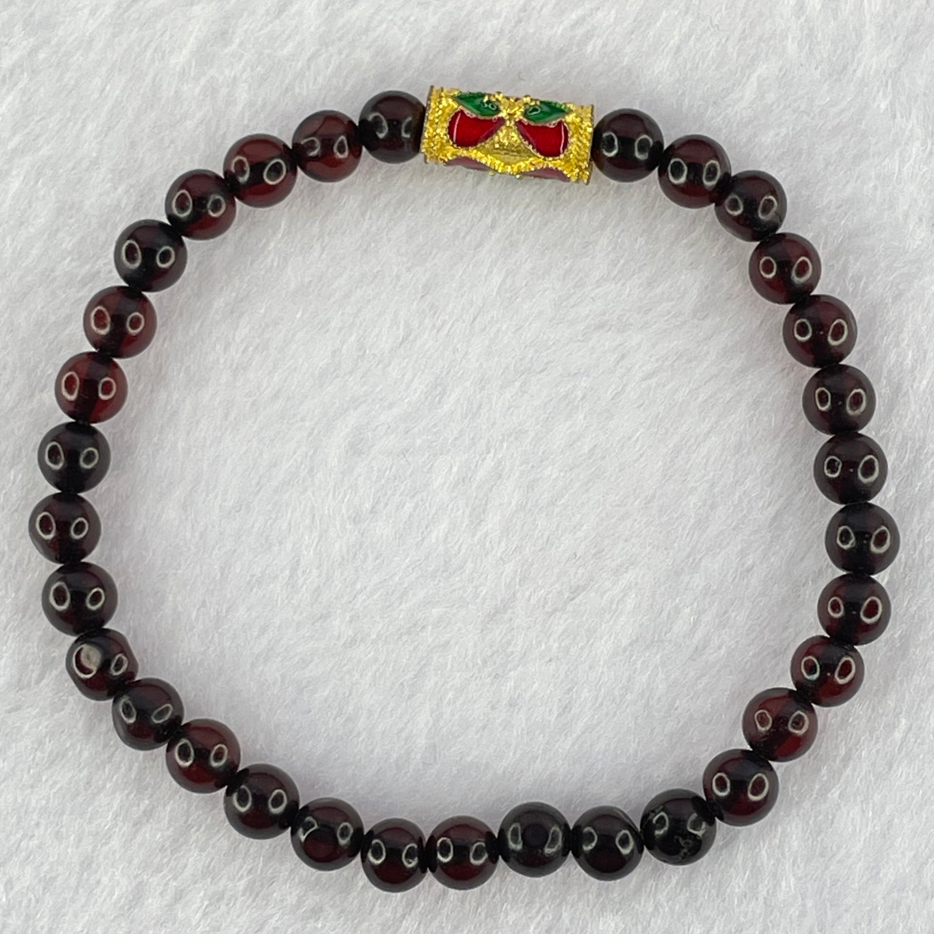 Natural Dark Blood Red Amber Beads Bracelet 天然血珀手链 3.89g 14.5cm 5.3mm 30 Beads - Huangs Jadeite and Jewelry Pte Ltd