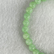 Type A Intense Bright Apple Green Jadeite Beads Bracelet 11.46g 15cm 6.1mm 30 Beads - Huangs Jadeite and Jewelry Pte Ltd