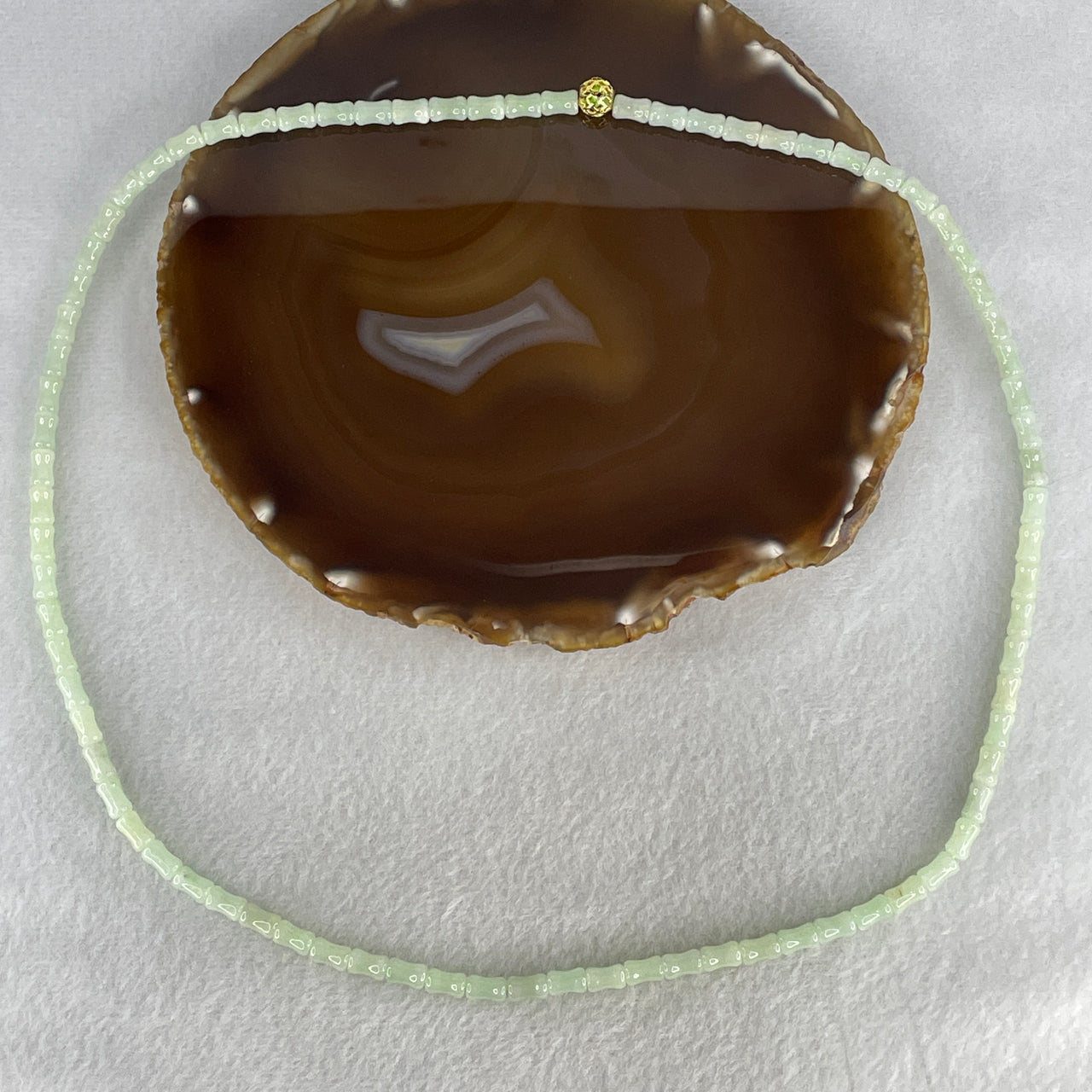 Natural Type A Apple Green Jadeite Beads Necklace | 62cm Carved Jade Bamboo Shape 80pc Protection Mala Chain Necklace (33.17g, 5.0mm)