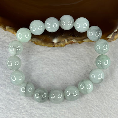 Type A Sky Blue Grey Wuji Jadeite Beads Bracelet 55.23g 18cm 12.3mm 17 Beads