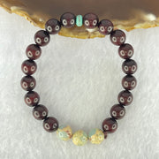 Natural Blood Rosewood with Variscite Beads Bracelet 天然血檀寿山石手链 8.10g 15cm 8.7mm 3 Beads 8.5mm 18 Beads - Huangs Jadeite and Jewelry Pte Ltd