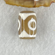 Natural Powerful Tibetan Old Oily Dark Brown With White Agate 3 Eyes Dzi Bead Heavenly Master (Tian Zhu) 三眼天诛 3.10g 15.6 by 10.6mm - Huangs Jadeite and Jewelry Pte Ltd