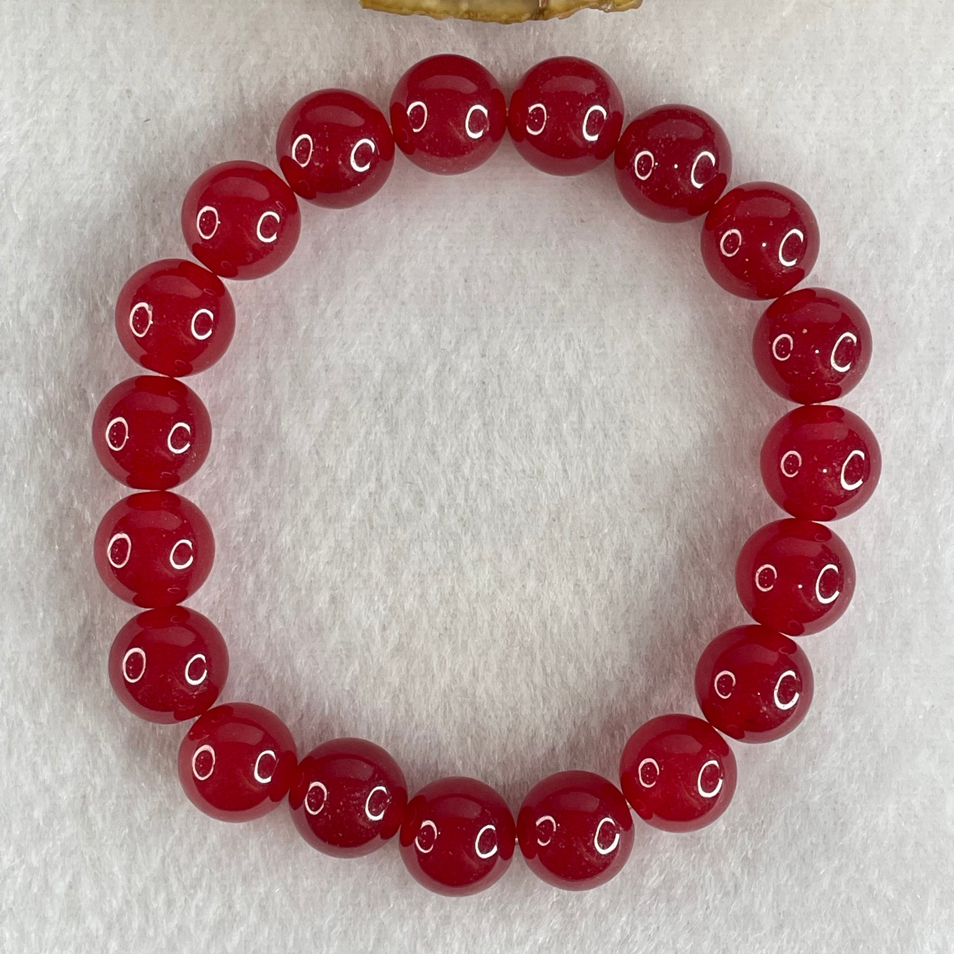 Natural Red Agate Beads Bracelet 28.08g 15.5cm 10.3mm 19 Beads - Huangs Jadeite and Jewelry Pte Ltd