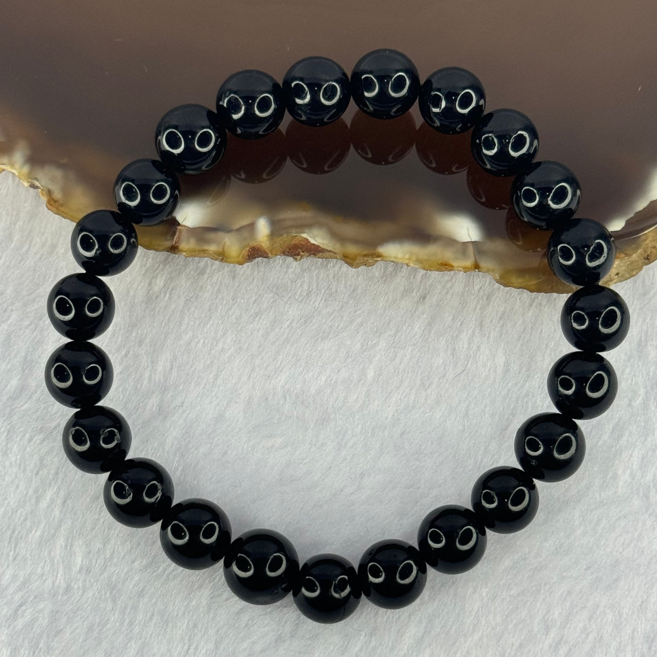 Natural Black Amber Beads Bracelet 6.94g 15cm 8.8mm 23 Beads - Huangs Jadeite and Jewelry Pte Ltd