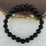 Natural Black Amber Beads Bracelet 6.94g 15cm 8.8mm 23 Beads - Huangs Jadeite and Jewelry Pte Ltd