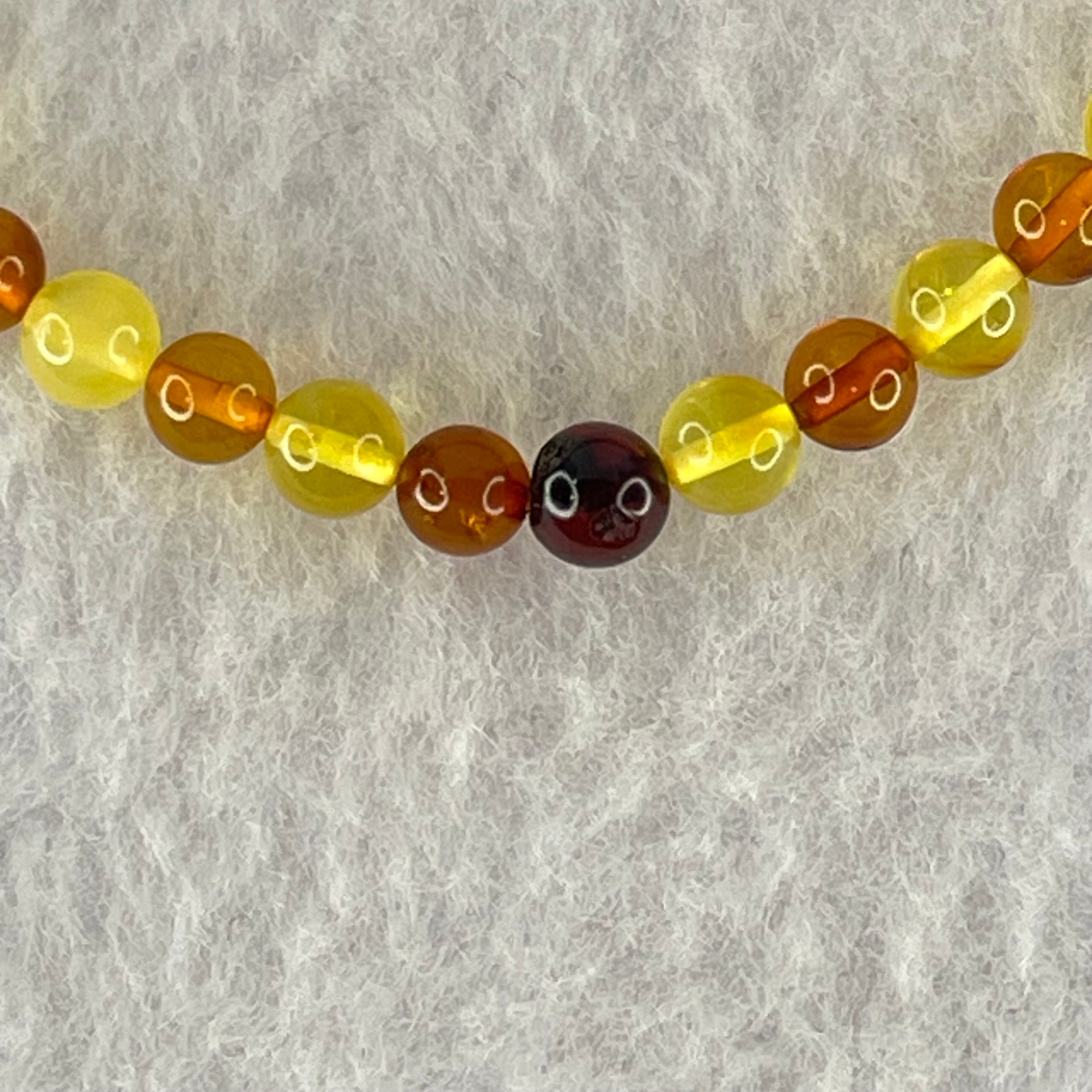 Natural Mixed Color Amber Beads Bracelet 2.52g 16.5cm 5.2mm 38 Beads - Huangs Jadeite and Jewelry Pte Ltd