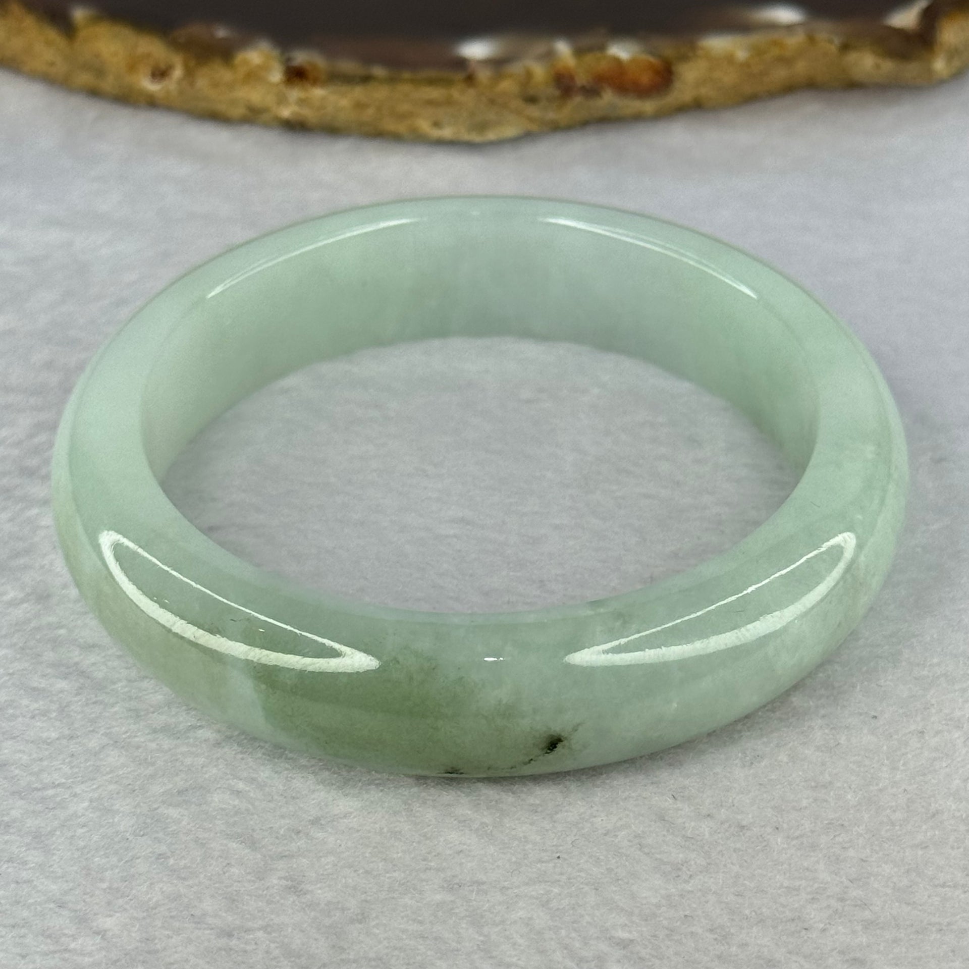 Type A Light Green Jadeite Bangle Internal Diameter 57.2mm 67.19g 14.0 by 8.9mm (Slight Internal Line) - Huangs Jadeite and Jewelry Pte Ltd