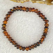 Natural Dark Brownish Yellow Medicine Amber Beads Bracelet 天然抚顺药珀手链 4.21g 14.5cm 6.7 by 42 Beads - Huangs Jadeite and Jewelry Pte Ltd