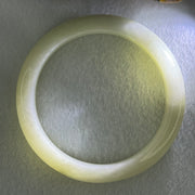 Type A Light Green Jadeite Bangle Internal Diameter 57.5mm 57.45g 12.8 by 8.4mm (Very Slight External Rough) - Huangs Jadeite and Jewelry Pte Ltd