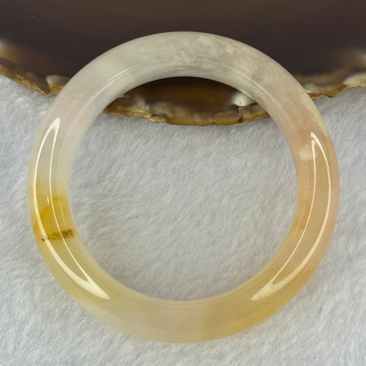 Transparent Peach Yellow Quartzite Jade Bangle 天山水沫玉手镯 47.49g Internal Diameter 48.2mm 14.2 by 9.0mm - Huangs Jadeite and Jewelry Pte Ltd