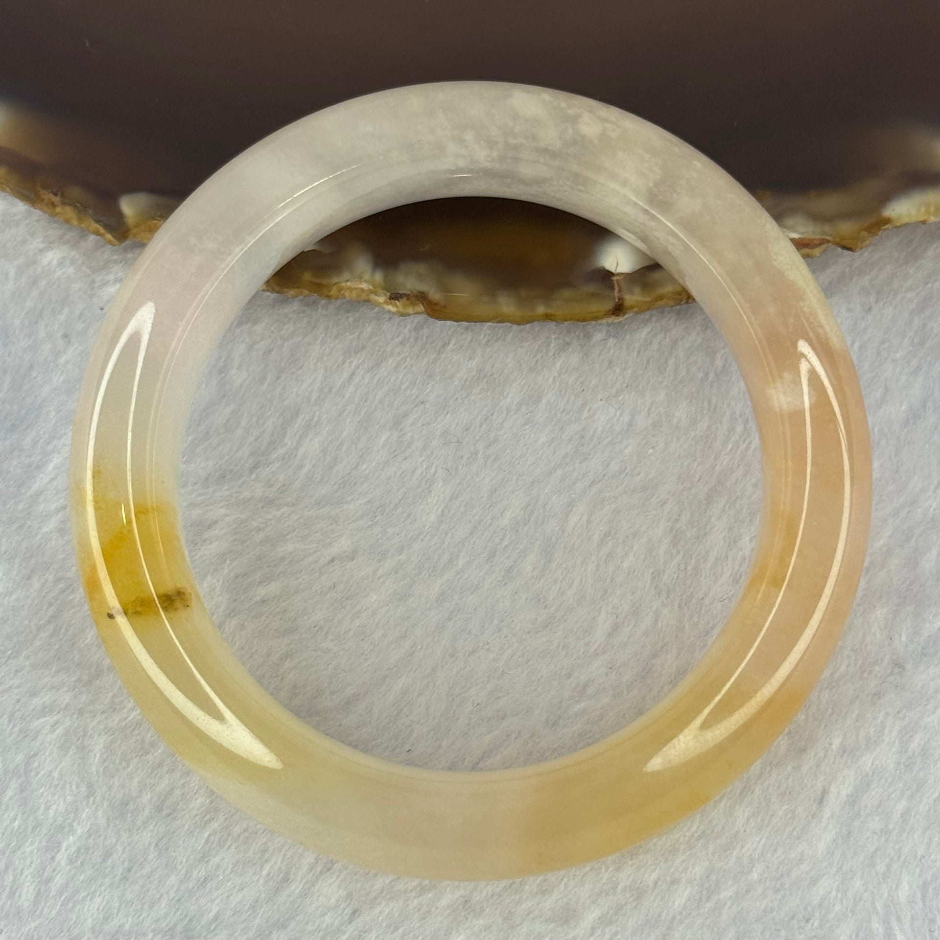 Transparent Peach Yellow Quartzite Jade Bangle 天山水沫玉手镯 47.49g Internal Diameter 48.2mm 14.2 by 9.0mm - Huangs Jadeite and Jewelry Pte Ltd