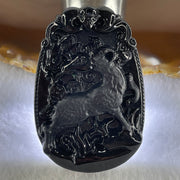 Type A Opaque to Partial Translucent Black Omphacite Jadeite Goat Pendant 27.85g 59.9 by 40.6 by 9.8mm - Huangs Jadeite and Jewelry Pte Ltd