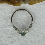 Type A Icy Blueish Green Jadeite with Crystals in S925 Sliver Ring (Adjustable Size) 1.77g 6.9 by 3.0mm - Huangs Jadeite and Jewelry Pte Ltd