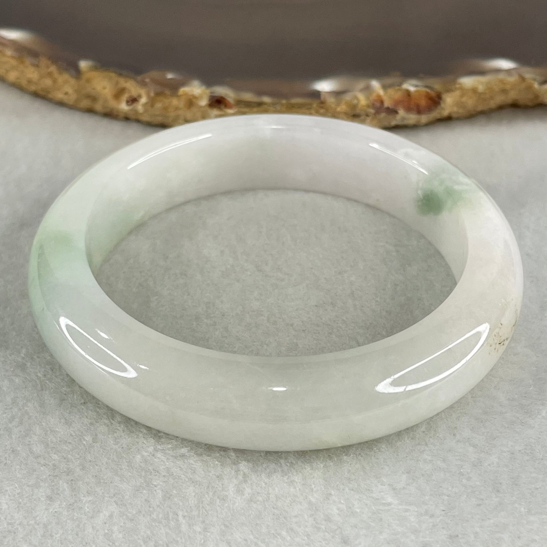 Type A Light Green with Faint Lavender Jadeite Bangle 58.05g Inner Diameter 54.4mm 12.5 by 9.0mm (Close to Perfect) - Huangs Jadeite and Jewelry Pte Ltd