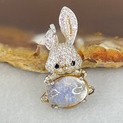 Rare Natural Blue Dumortierite Rutilated Quartz in S925 Sliver Rabbit Pendant 2.40g 9.9 by 7.0 by 4.0mm - Huangs Jadeite and Jewelry Pte Ltd