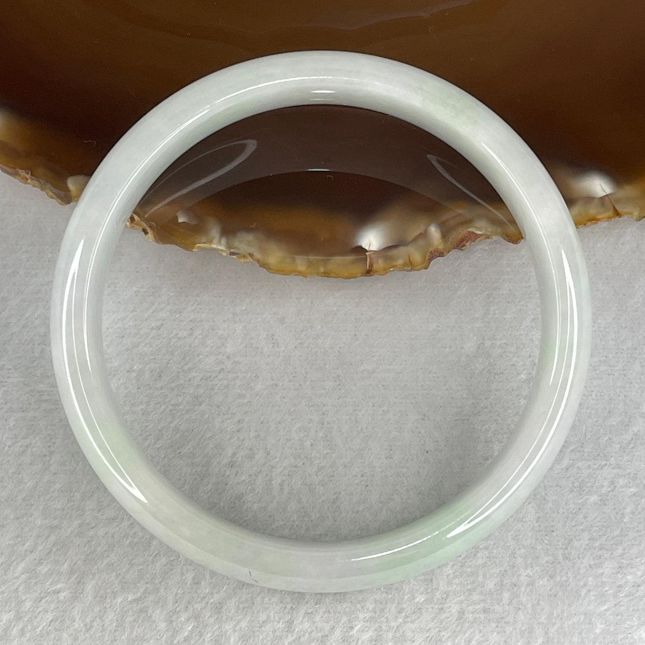 59.8mm Genuine Type A Jadeite Bangle - Large Size Faint Green Lavender Natural Jadeite Jewelry - 47.39g Wide Untreated Jade Bracelet for Women 13.1x6.8mm Wide (Slight Internal Lines)