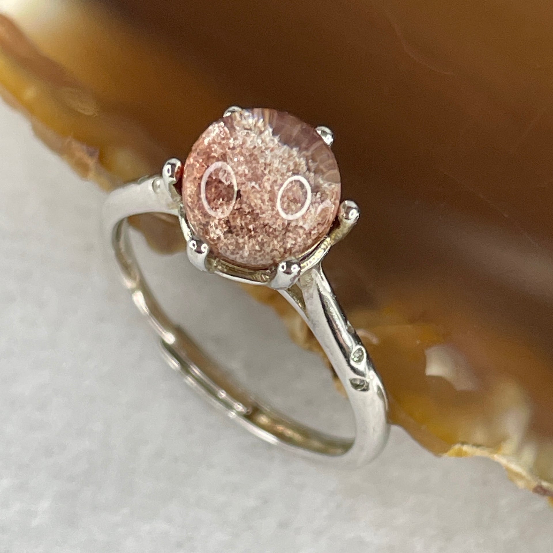 Good Grade Natural Red Phantom Quartz Ring in S925 Sliver 2.22g 7.5mm (Adjustable Size) - Huangs Jadeite and Jewelry Pte Ltd