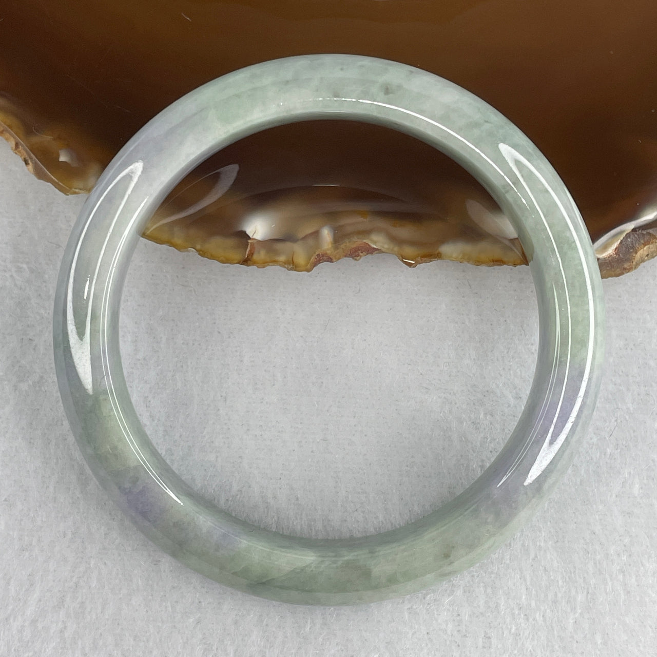 Natural Type A Multicolor Jadeite Bangle | 53.1mm Intense Royal Lavender with Vivid Light Green | Internal Lines "Chun Dai Cai" Round Wrist Heirloom (44.15g 11.3x8.0mm)