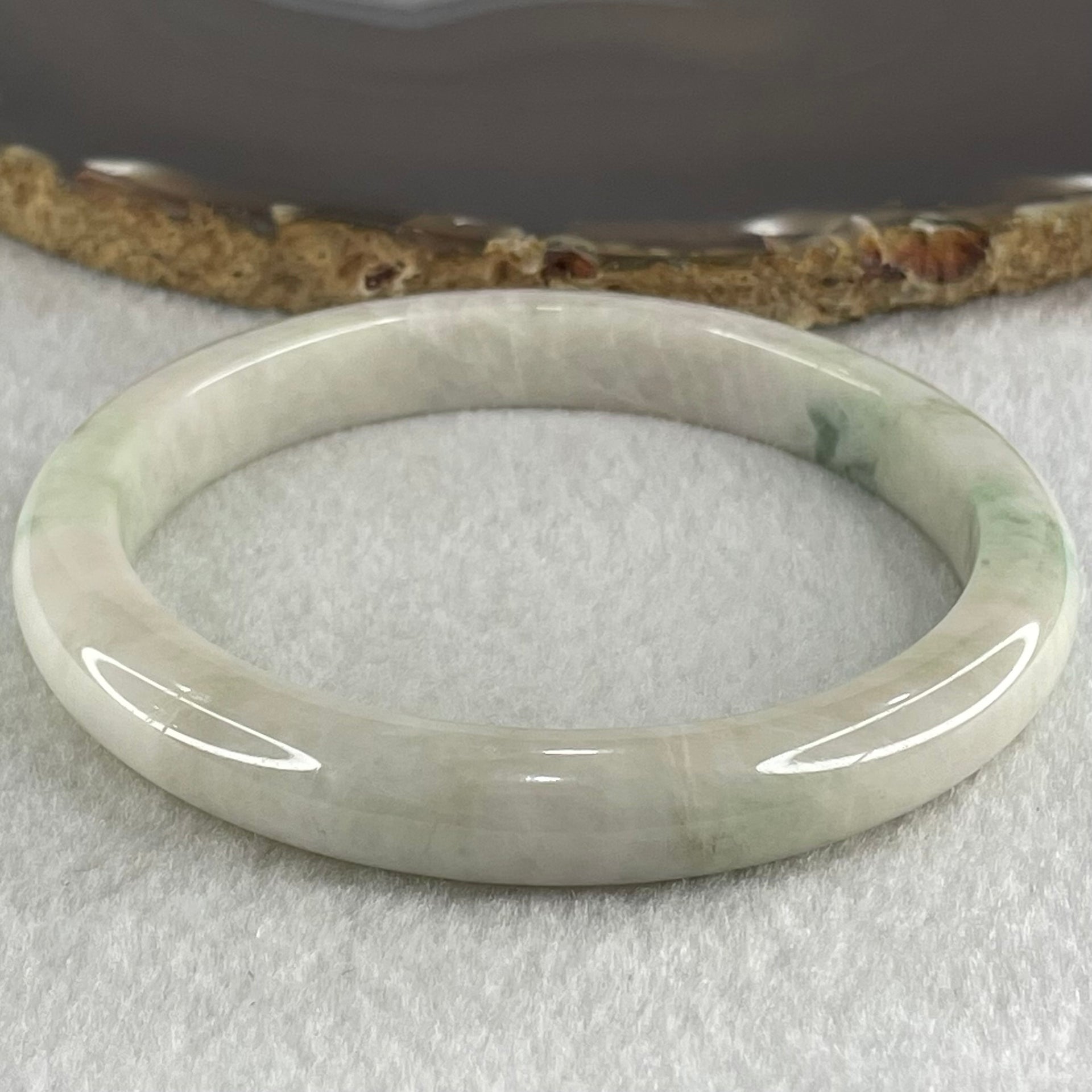 Type A Light Blueish Green Jadeite Bangle 49.99g Internal Diameter 64.3mm 10.2 by 8.2mm (Internal Lines) - Huangs Jadeite and Jewelry Pte Ltd