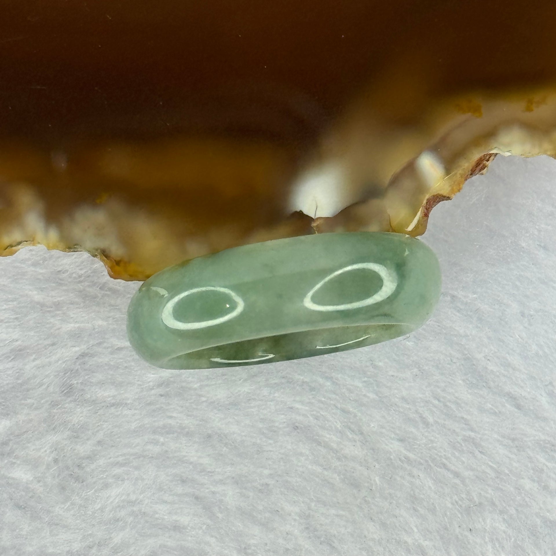 Type A Green Grey Wuji Jadeite Ring 3.90g 6.8 by 3.2mm US8 HK18 - Huangs Jadeite and Jewelry Pte Ltd