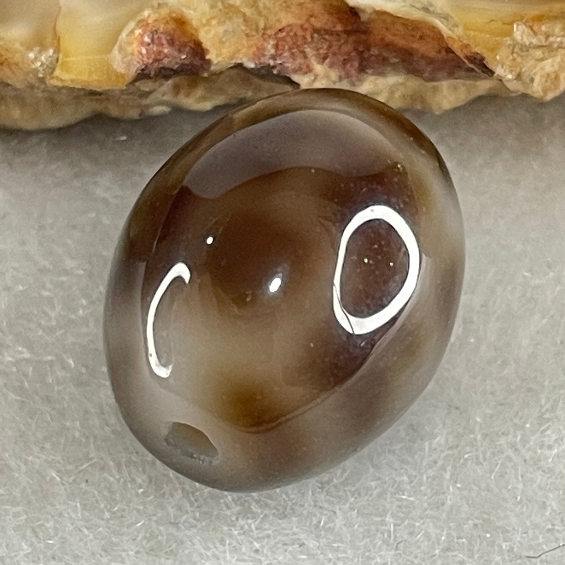 Natural Powerful Tibetan Old Oily Agate 4 Nectar Vessel Dzi Bead Heavenly Master (Tian Zhu) 花蜜容器天珠 2.83g 14.0 by 12.0mm - Huangs Jadeite and Jewelry Pte Ltd