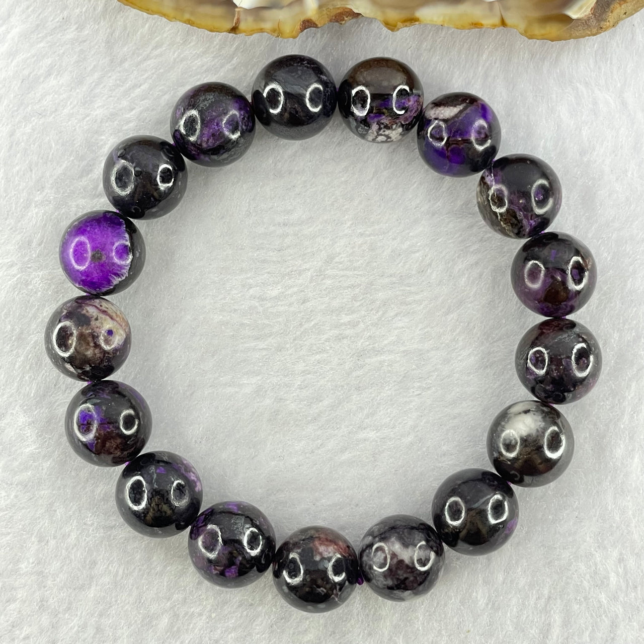 Very Good Grade Natural Sugilite Bracelet 天然苏纪石手链 46.25g 17cm 11.8mm 17 Beads - Huangs Jadeite and Jewelry Pte Ltd