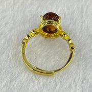 Natural Cognac Amber in S925 Silver Gold Color Ring 1.86g 10.0 by 7.7 by 5.0mm - Huangs Jadeite and Jewelry Pte Ltd