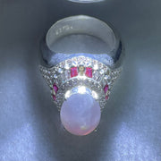 Type A Colourless to White Jadeite Cabochon in Mold Ring 18.08g 14.0 by 9.8 by 4.5mm US9 HK20 - Huangs Jadeite and Jewelry Pte Ltd