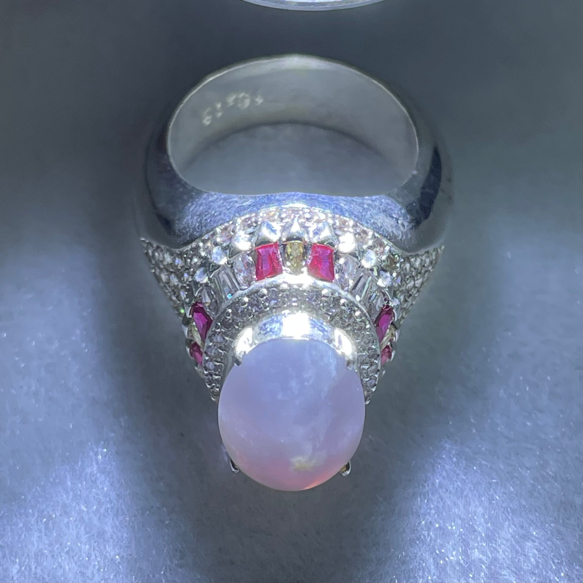 Type A Colourless to White Jadeite Cabochon in Mold Ring 18.08g 14.0 by 9.8 by 4.5mm US9 HK20 - Huangs Jadeite and Jewelry Pte Ltd