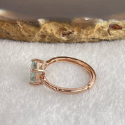 Natural Green Fluorite with Crystals In S925 Sliver Rose Gold Color Ring (Adjustable Size) 1.55g 5.7 by 4.2mm - Huangs Jadeite and Jewelry Pte Ltd