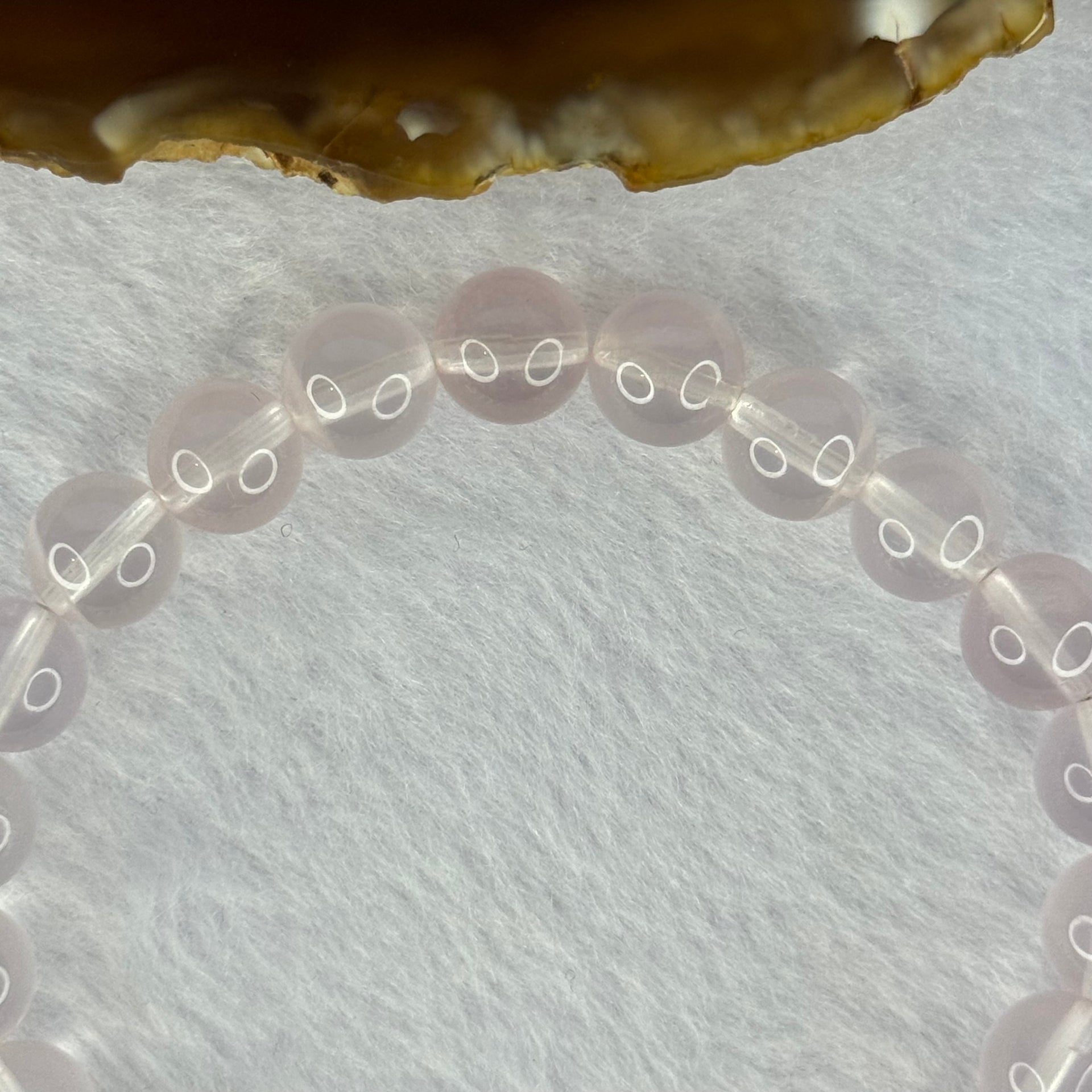 Natural Rose Quartz Beads Bracelet 天然玫瑰石英珠手链 20.43g 16cm 8.9mm 22 Beads - Huangs Jadeite and Jewelry Pte Ltd