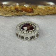 Natural Meteorite Powerful Energy Spinning Purple with Yellow Heart Charm in S925 Silver with Crystals For Necklace / Bracelet 2.85g 15.8 by 7.0mm - Huangs Jadeite and Jewelry Pte Ltd