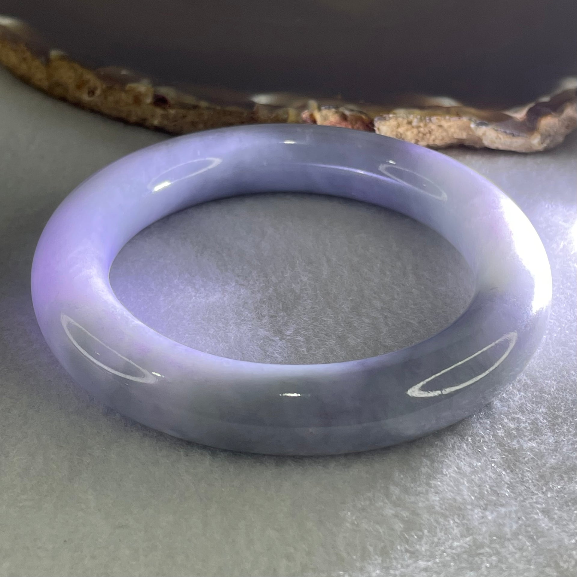 Type A Deep Lavender Jadeite Bangle 73.89g Internal Diameter 55.2mm by 11.9 by 11.4mm (Slight Internal Lines, Burnt) - Huangs Jadeite and Jewelry Pte Ltd