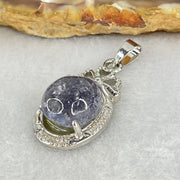 Good Grade Rare Natural Blue Dumortierite Rutilated Quartz in S925 Pendant 3.67g 12.7 by 10.9 by 7.5mm - Huangs Jadeite and Jewelry Pte Ltd