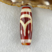 Natural Powerful Tibetan Old Oily Red White Agate One Eye Fire Sign Dzi Bead Heavenly Master (Tian Zhu) 一眼火天珠 9.94g 38.0 by 13.2mm - Huangs Jadeite and Jewelry Pte Ltd