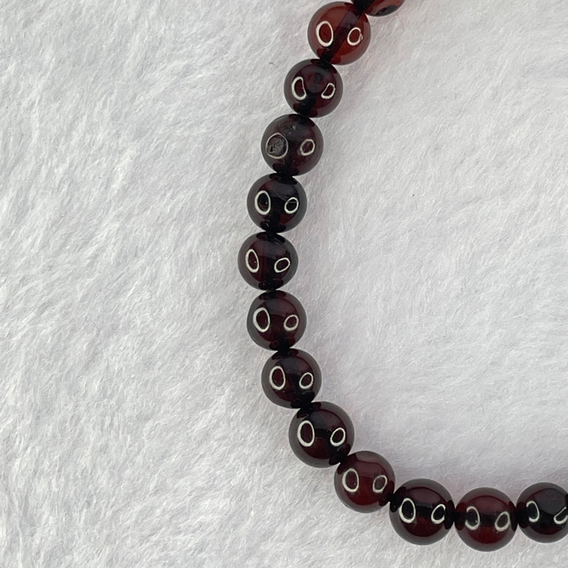 Natural Blood Red Amber Beads Bracelet 5.48g 15.5cm 6.5mm 28 Beads - Huangs Jadeite and Jewelry Pte Ltd