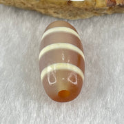 Natural Powerful Tibetan Old Oily Agate 3-Lines Dzi Bead Heavenly Master (Tian Zhu) 三行天诛 3.19g 20.1 by 10.4mm - Huangs Jadeite and Jewelry Pte Ltd