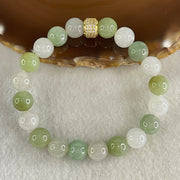 Type A Green with Faint Lavender Jadeite Beads Bracelet 26.02g 15cm 9.0mm 20Beads - Huangs Jadeite and Jewelry Pte Ltd