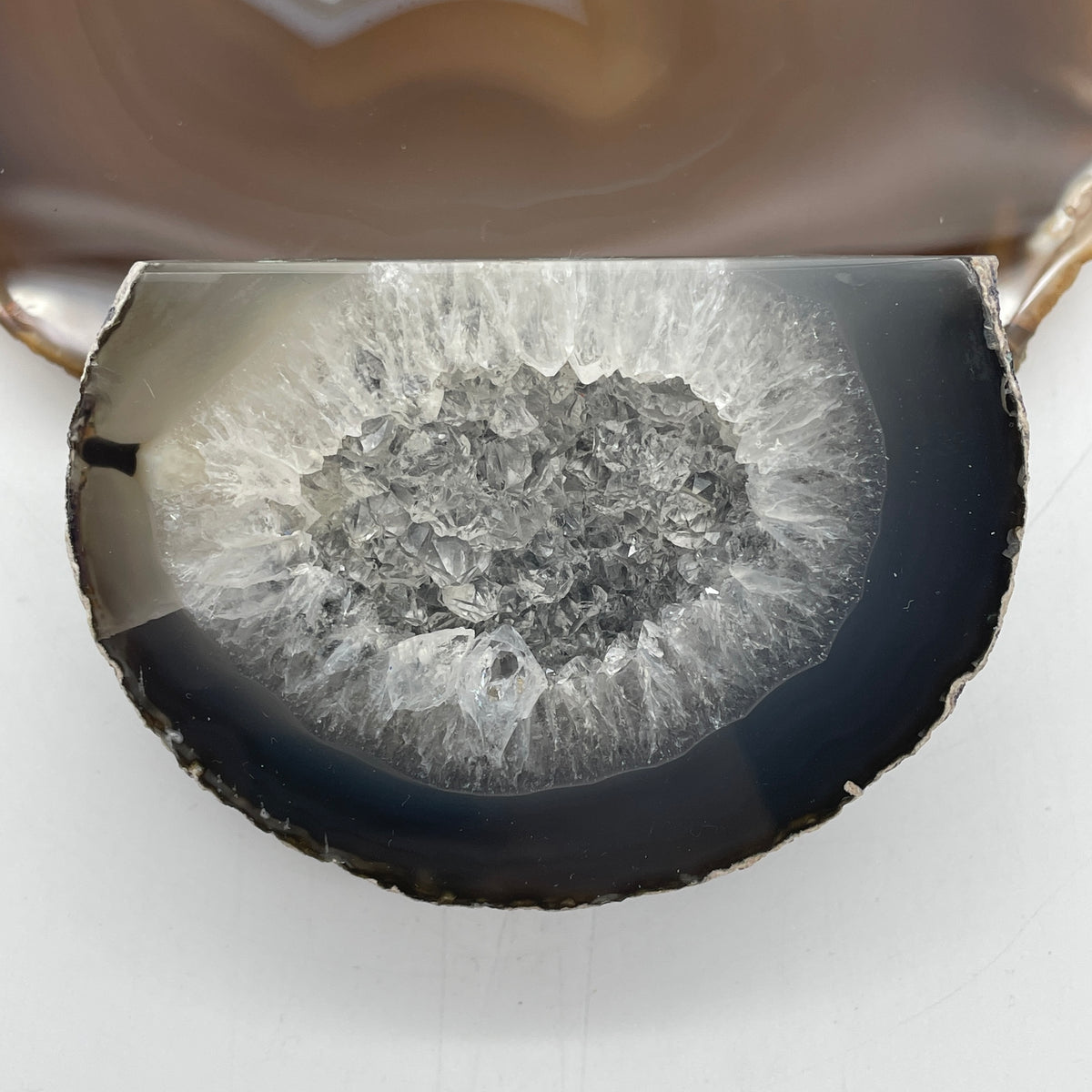 Natural White Agate Round Mini Display | (309.92g | 90.0 x 63.5 x 36.5mm| Synergy, Space Purification, Mindful Peace & Feng Shui Balance Anchor)