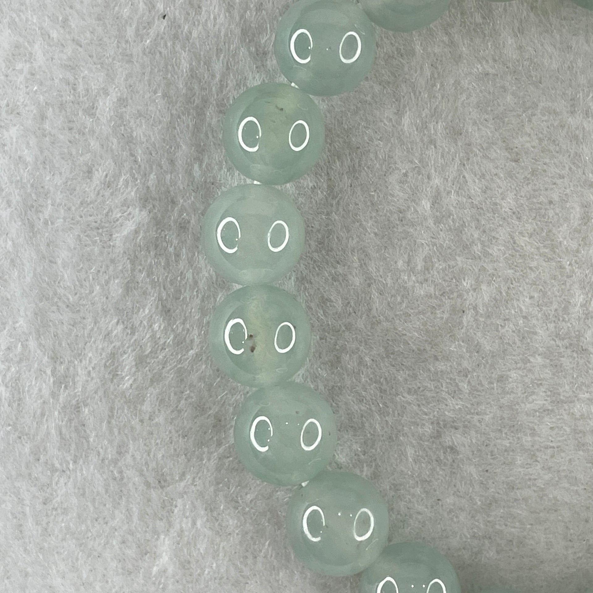 Type A Natural Sky Blue Jadeite Beads Bracelet 30.49g 15.5cm 9.6mm 20 Beads - Huangs Jadeite and Jewelry Pte Ltd