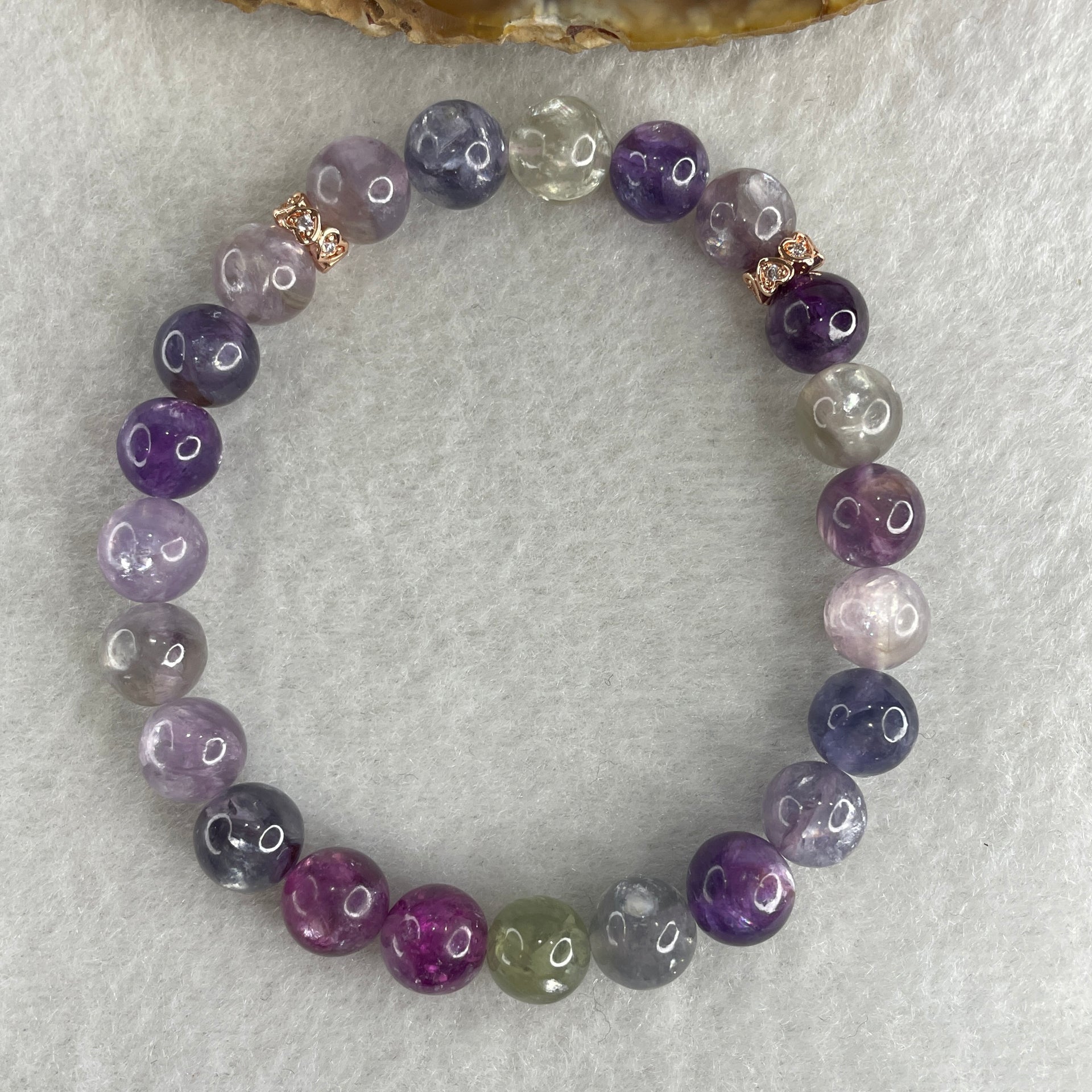 Unknown Purple Beads Bracelet 18.65g 16cm 8.2mm 23 Beads - Huangs Jadeite and Jewelry Pte Ltd